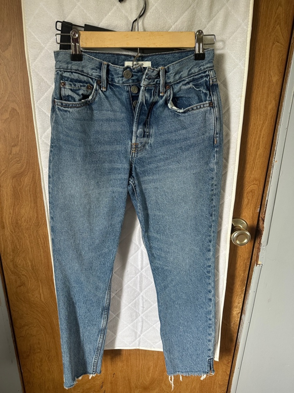 GRLFRND Light Wash High-Rise Straight Jeans